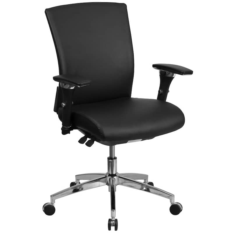 24/7 Ergonomic Executive Office Chair Black – Adjustable Lumbar, Synchro Tilt, Swivel Task Chair with Chrome Base