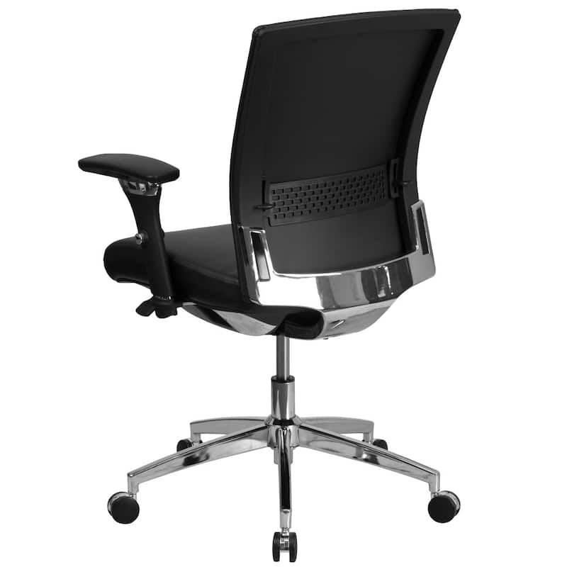 24/7 Ergonomic Executive Office Chair Black – Adjustable Lumbar, Synchro Tilt, Swivel Task Chair with Chrome Base