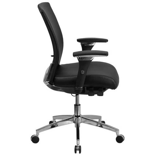 24/7 Ergonomic Executive Office Chair Black – Adjustable Lumbar, Synchro Tilt, Swivel Task Chair with Chrome Base
