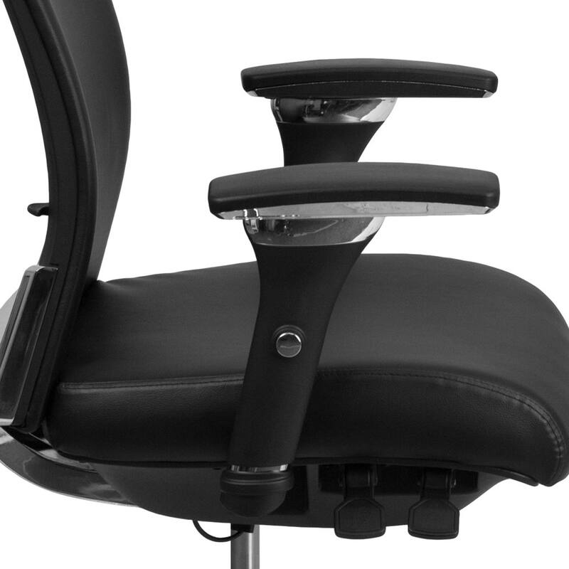 24/7 Ergonomic Executive Office Chair Black – Adjustable Lumbar, Synchro Tilt, Swivel Task Chair with Chrome Base
