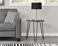 Ameriwood Home Owen Retro Round End Table – Florence Walnut Woodgrain Side Table with Metal Hairpin Legs
