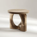 Arden Natural Round Side Table with Sculpted Wooden Legs