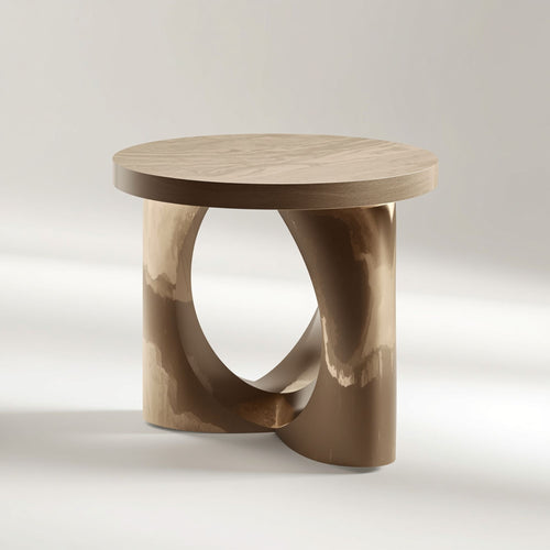 Arden Natural Round Side Table with Sculpted Wooden Legs