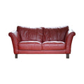 Burgundy Leather Look Sofa with Padded Back and Rolled Arms