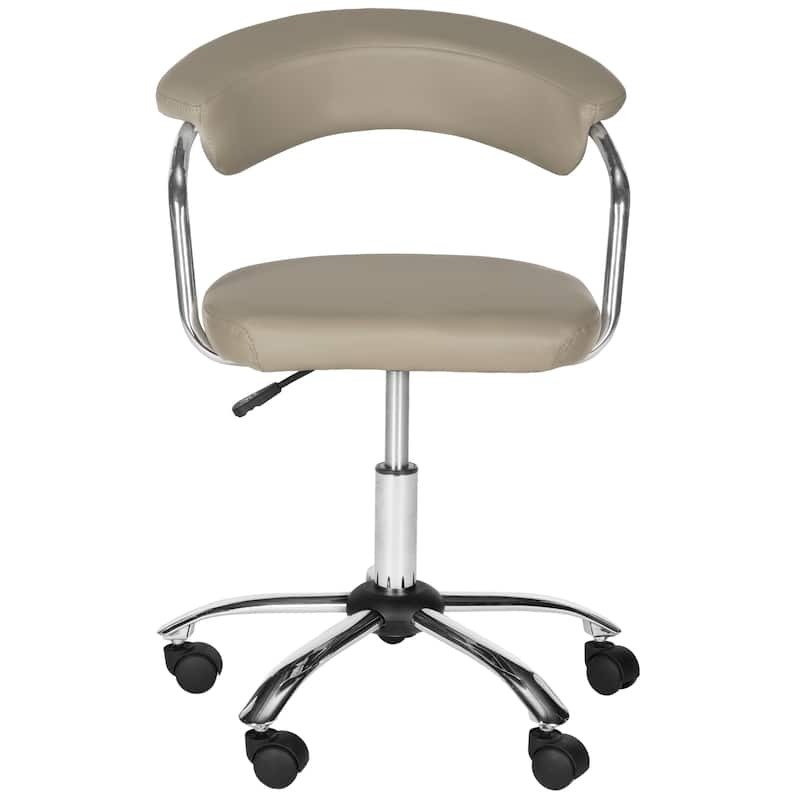 Carson Carrington Eidsnes Grey Faux Leather Office Chair – Adjustable Swivel Desk Chair with Chrome Base