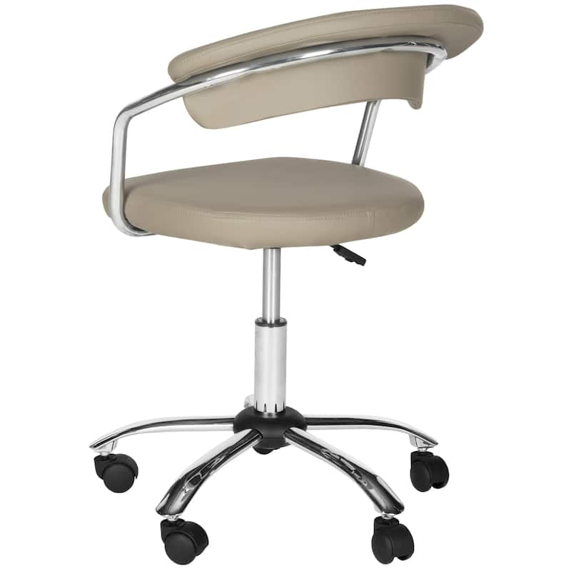Carson Carrington Eidsnes Grey Faux Leather Office Chair – Adjustable Swivel Desk Chair with Chrome Base