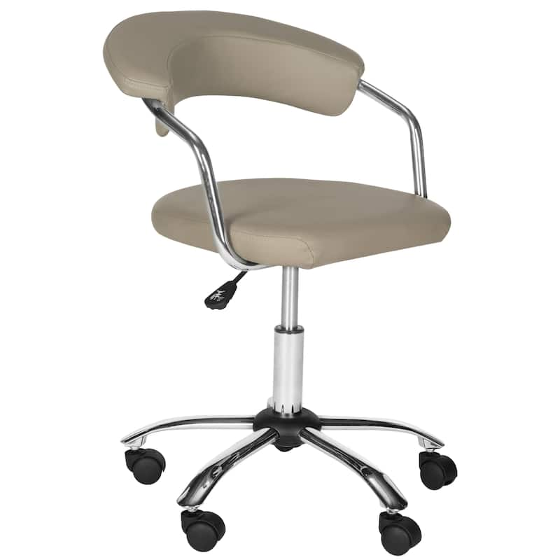 Carson Carrington Eidsnes Grey Faux Leather Office Chair – Adjustable Swivel Desk Chair with Chrome Base
