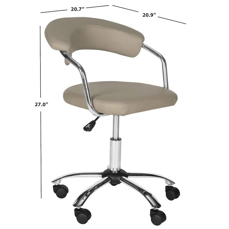 Carson Carrington Eidsnes Grey Faux Leather Office Chair – Adjustable Swivel Desk Chair with Chrome Base
