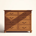 Carved Wooden Tall Chest with Decorative Six Drawer Fronts