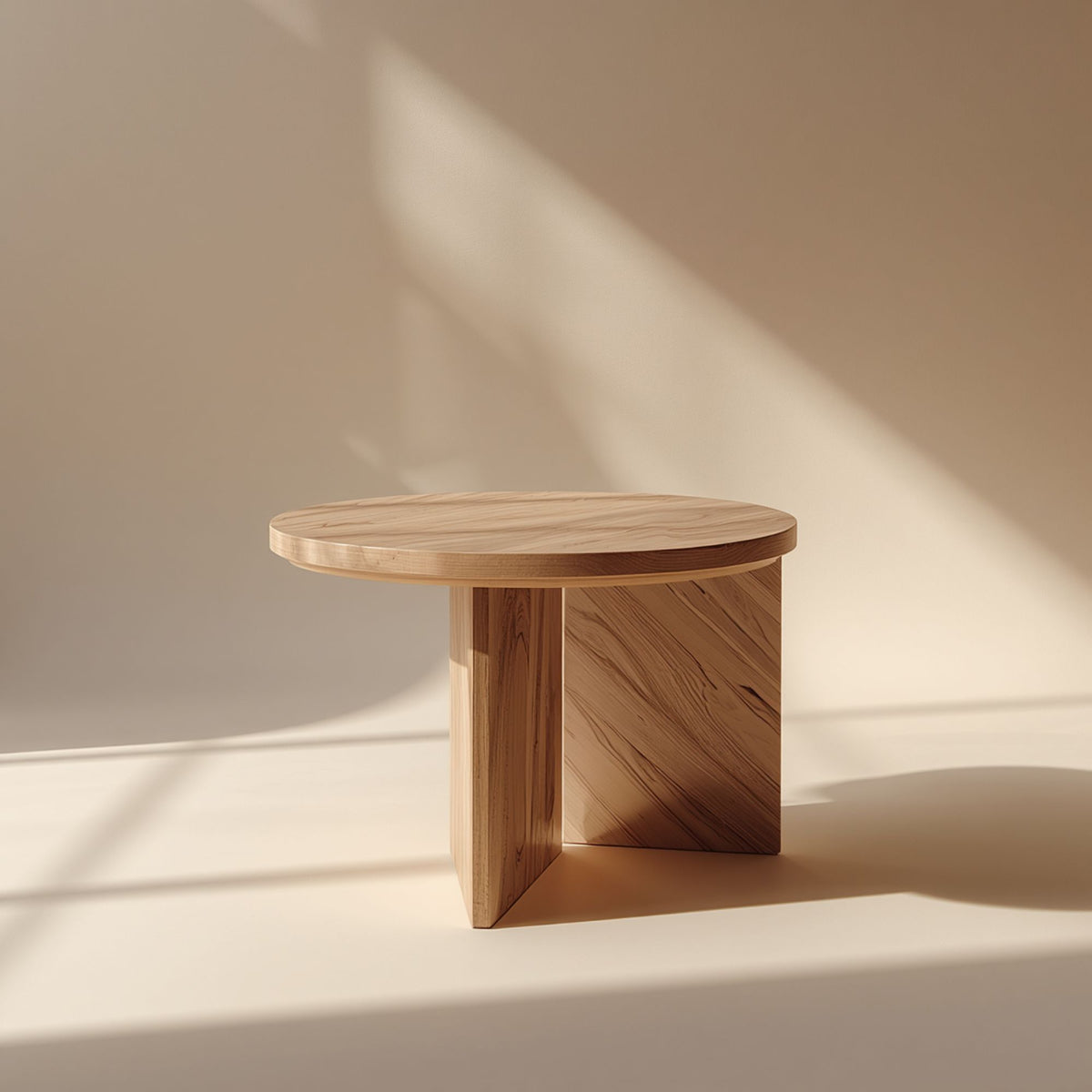 Cedar Low Profile Wooden Side Table with Block Base Design