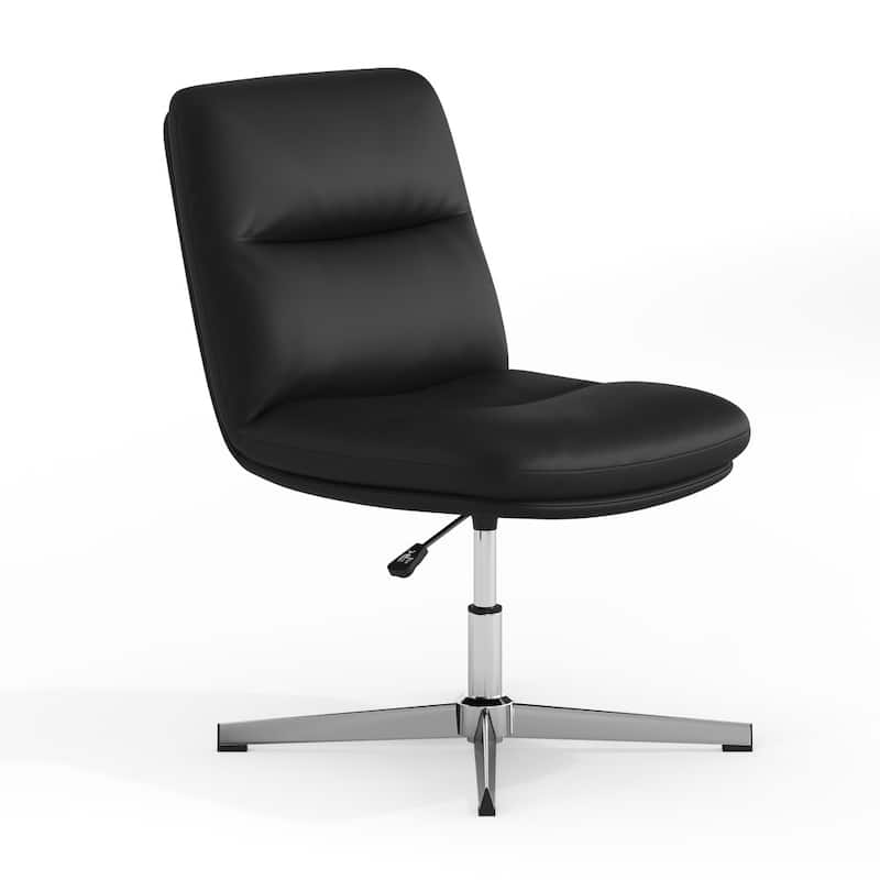 Commercial Armless Swivel Office Chair – Mid-Back Upholstered Task Chair with Adjustable Height