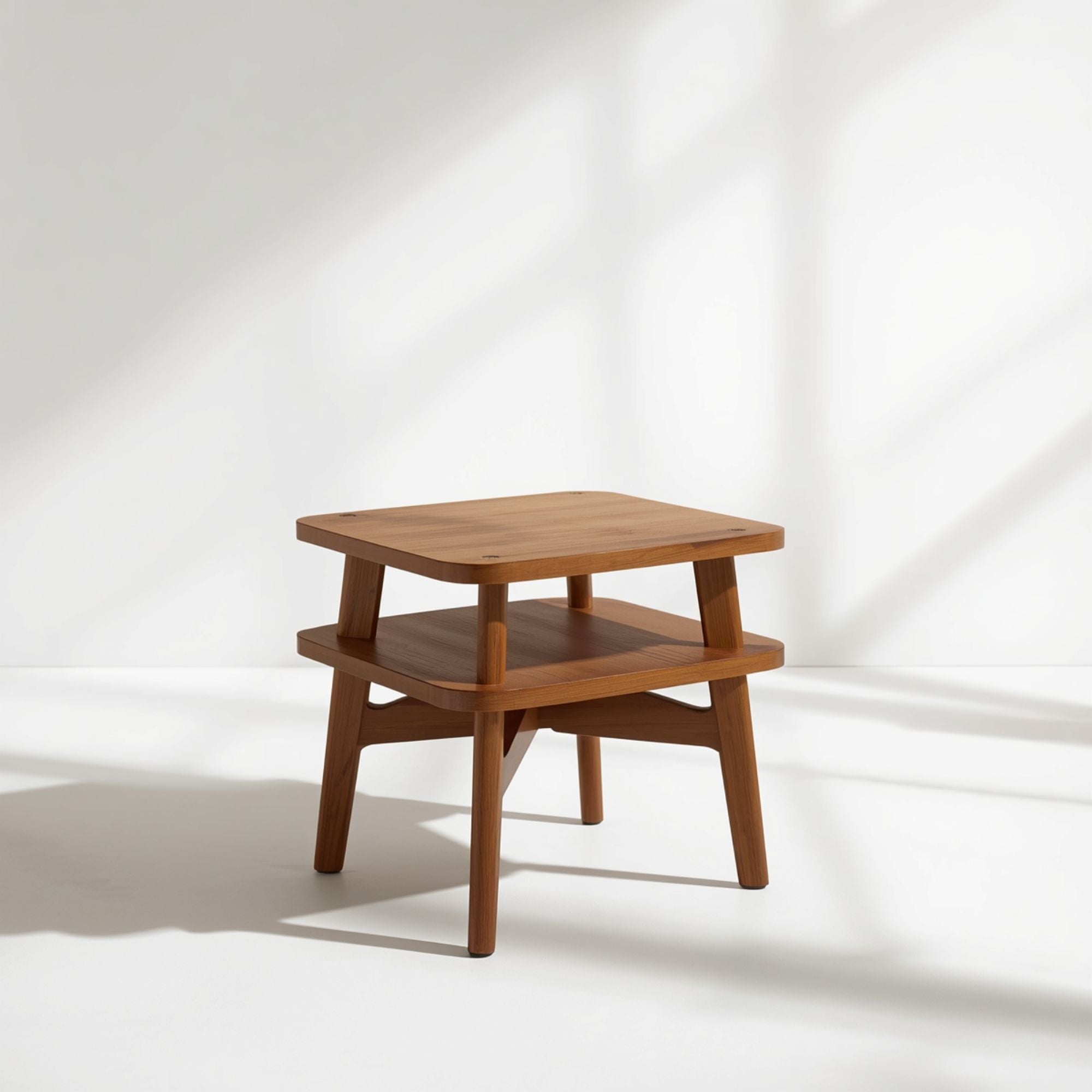 Elwood Square Timber Side Table with Open Lower Shelf