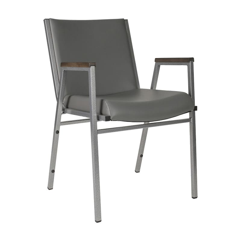 Heavy Duty Stack Chair with Arms – Fabric Guest Chair 550 lb Capacity, Steel Frame, Stackable