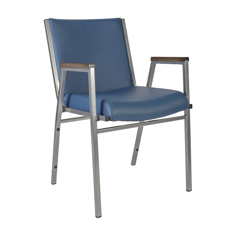 Heavy Duty Stack Chair with Arms – Fabric Guest Chair 550 lb Capacity, Steel Frame, Stackable