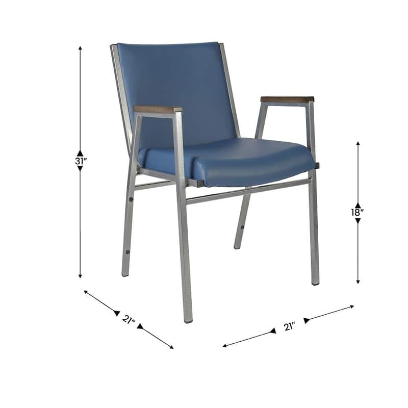 Heavy Duty Stack Chair with Arms – Fabric Guest Chair 550 lb Capacity, Steel Frame, Stackable