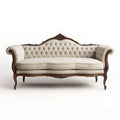 Ivory Chesterfield Style Sofa with Carved Wooden Frame