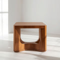 Liora Curved Wooden End Table with Rounded Base Structure