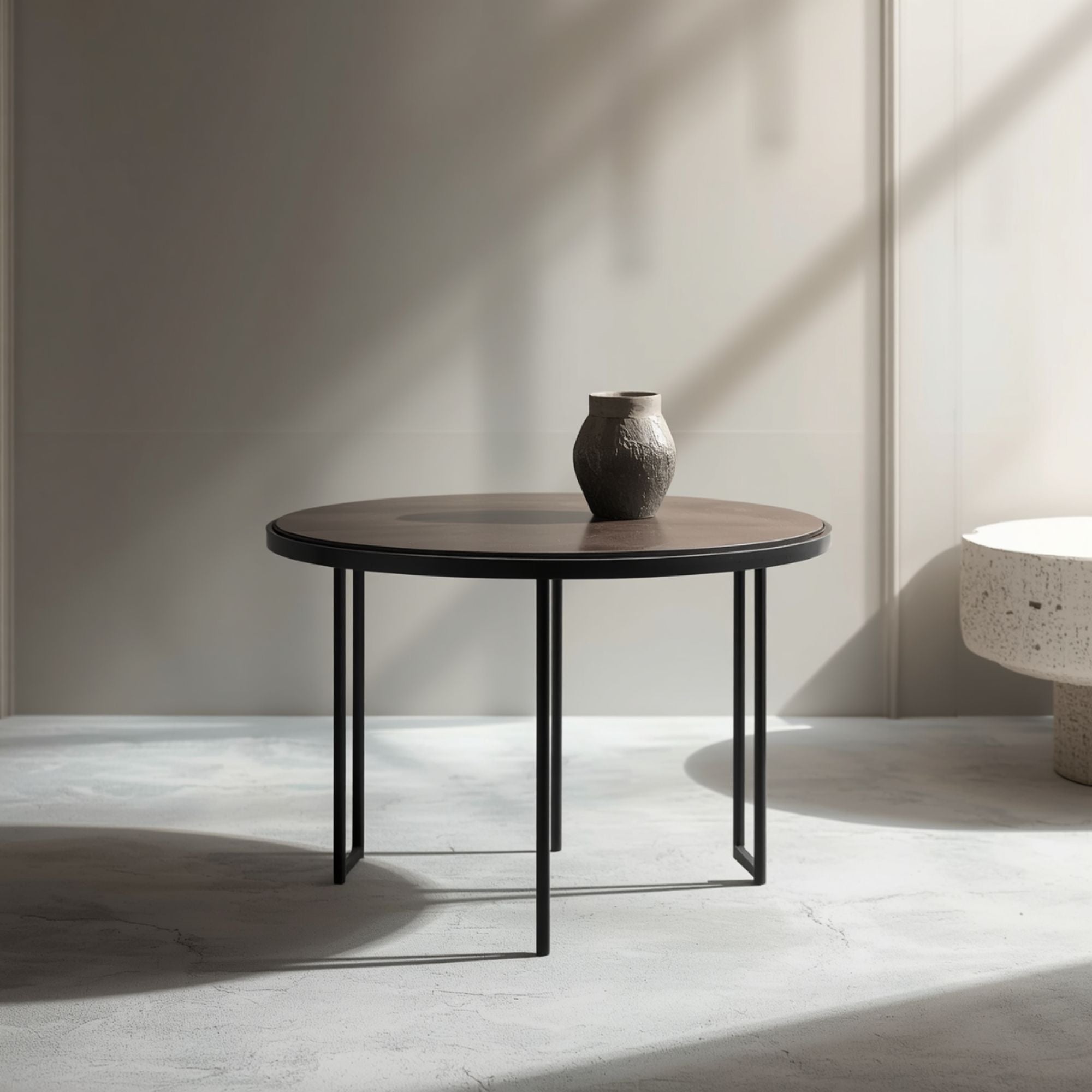Marlow Black Circular Side Table with Minimal Metal Stand