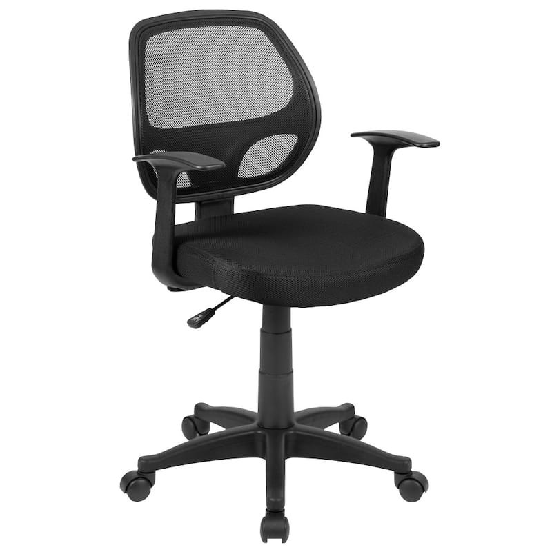 Mid-Back Black Mesh Office Chair with Lumbar Support, Adjustable Height & Swivel – Ergonomic Task Chair with T-Arms