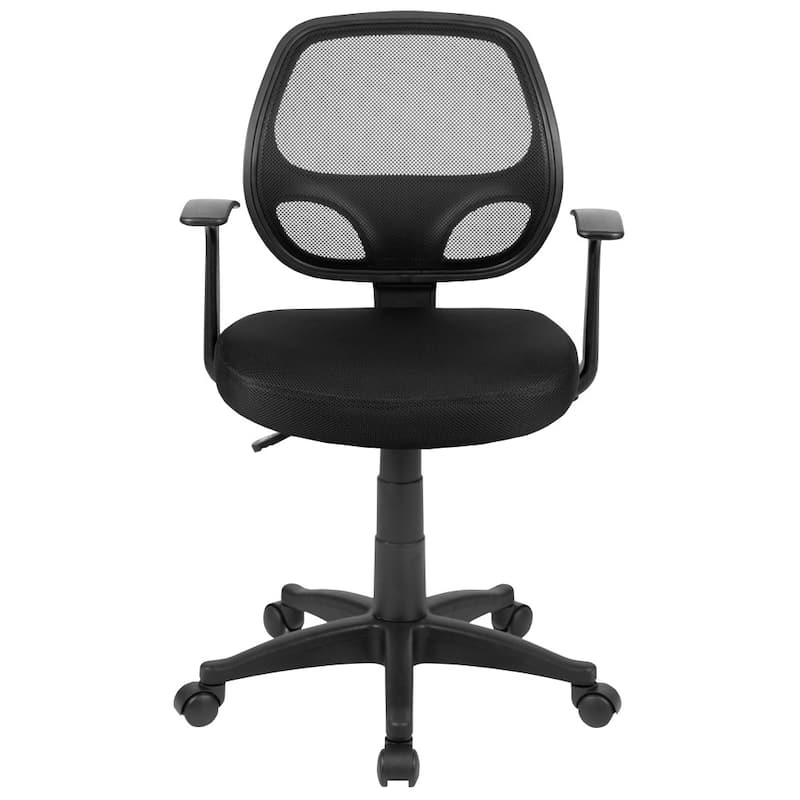 Mid-Back Black Mesh Office Chair with Lumbar Support, Adjustable Height & Swivel – Ergonomic Task Chair with T-Arms