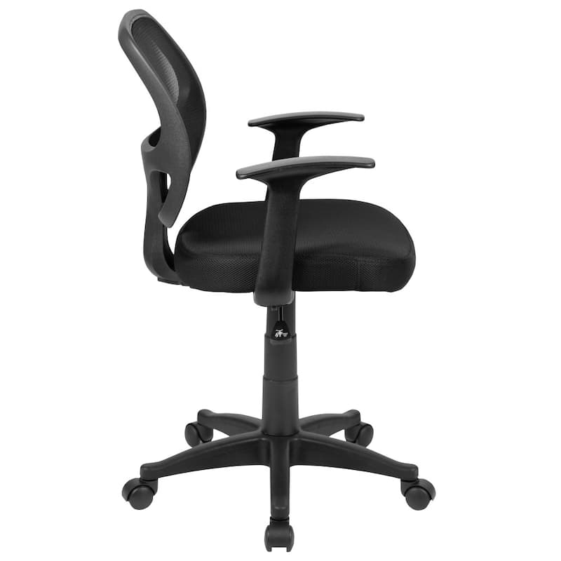 Mid-Back Black Mesh Office Chair with Lumbar Support, Adjustable Height & Swivel – Ergonomic Task Chair with T-Arms