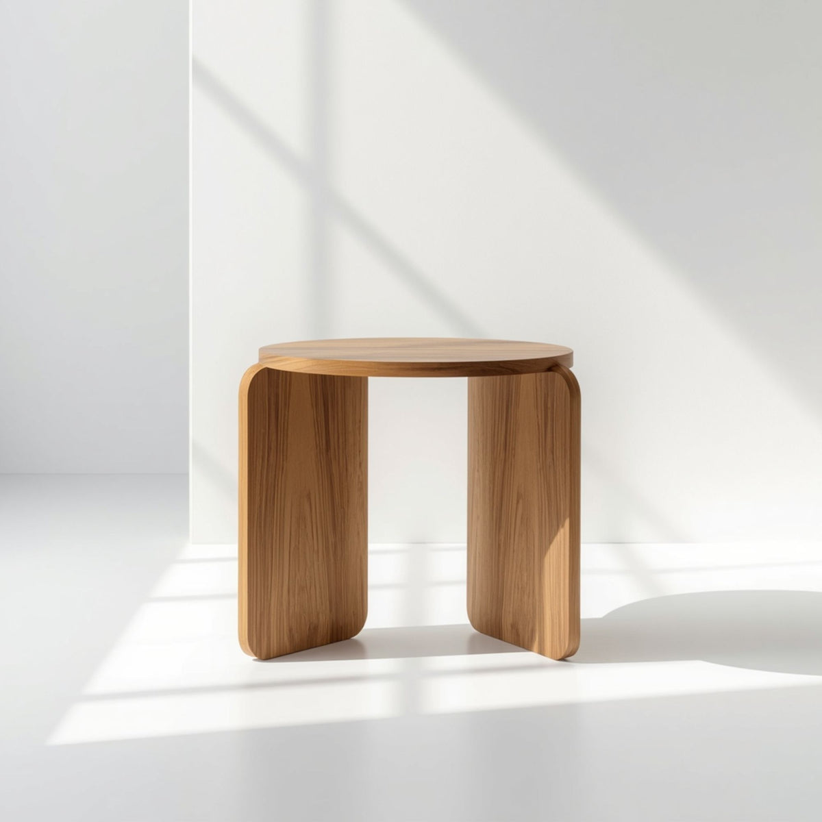 Mila Rounded Wooden Accent Stool Table for Compact Spaces