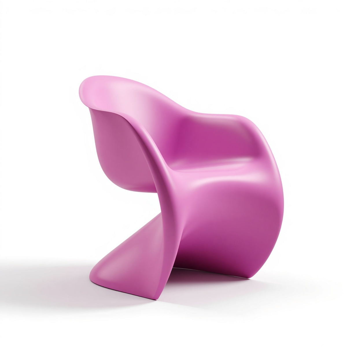 Modern Sculptural Pink Accent Chair with Curved Design