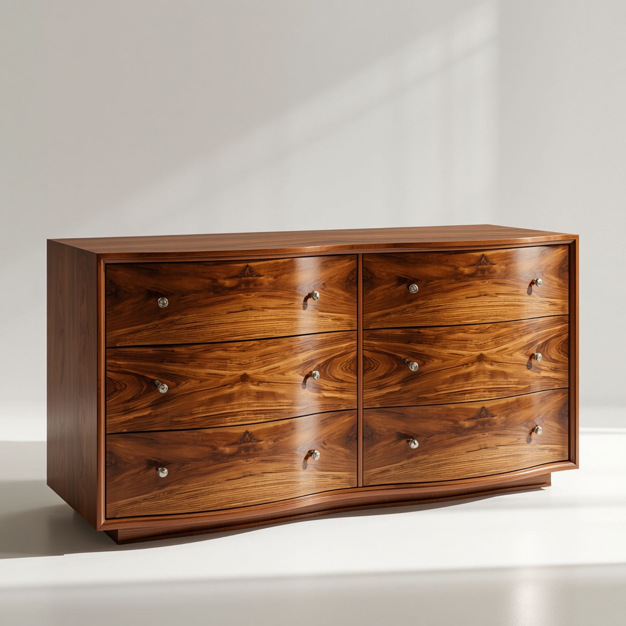 dresser with cut out handles Natural Walnut Six Drawer Wooden Knurled Metal – Gibson Price Furniture The top surface serves Pattern:With Stockings HUGO Women's Long-Sleeve Floral Simple Long Dress