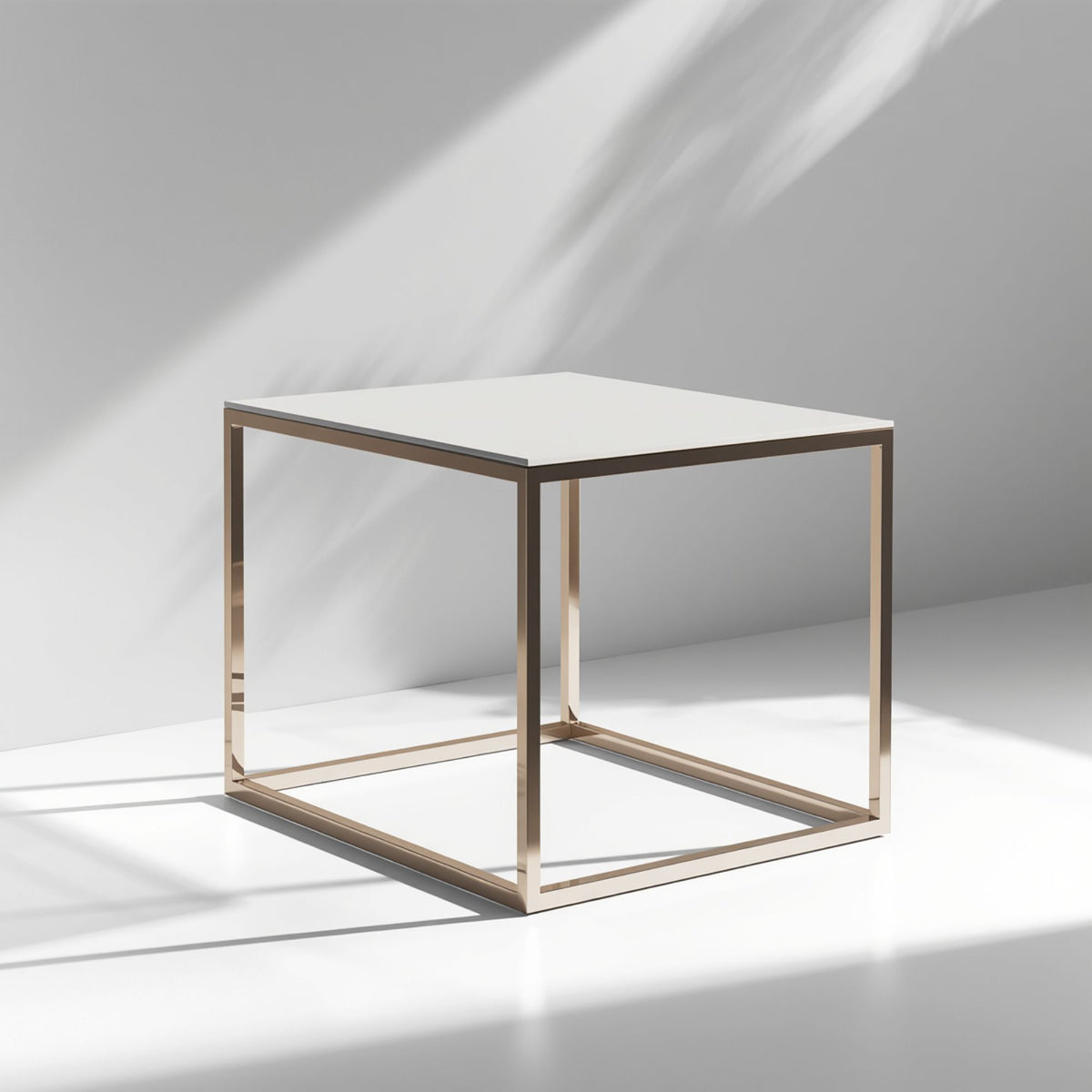 Orion Square Glass Side Table with Geometric Metal Frame