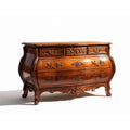 Ornate Curved Wooden Chest of Drawers with Decorative Front