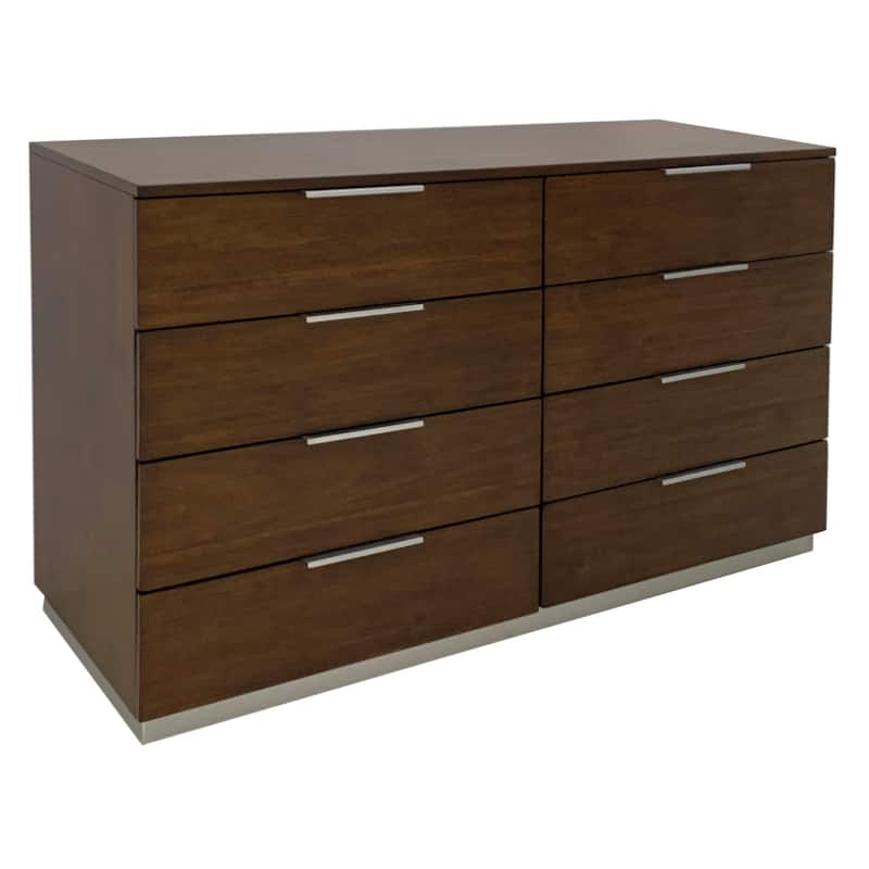 8 Drawer Wood Dresser Brown – Modern Walnut Finish Storage Chest with Chrome Handles (50 Inch)