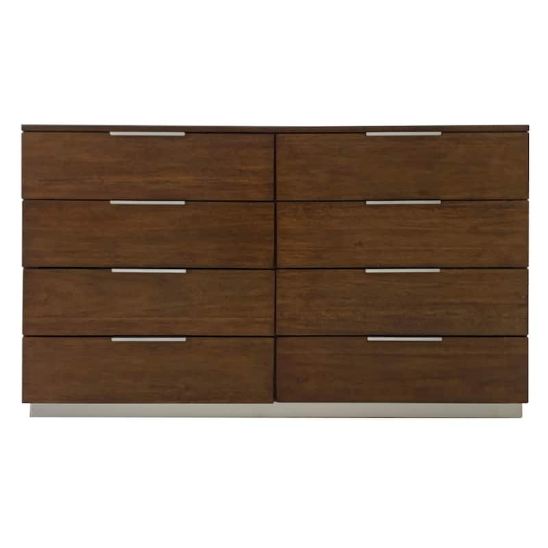 8 Drawer Wood Dresser Brown – Modern Walnut Finish Storage Chest with Chrome Handles (50 Inch)