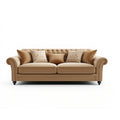 Tufted Beige Roll Arm Sofa with Deep Cushioned Seating