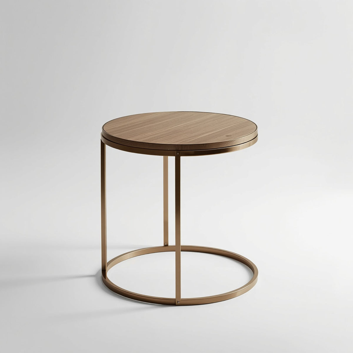 Vera Floating Round Table with Brushed Metal Ring Frame